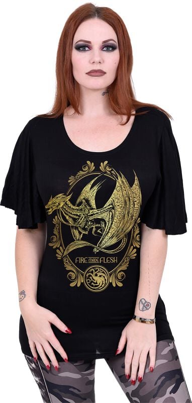 Gothicana By Emp "House Of The Dragon - 2 - Filigree" T-Shirt Black By Game Of Thrones