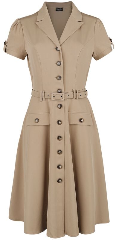 gothicana by emp "Ida Safari Flare Dress" Midi Dress brown by Voodoo Vixen