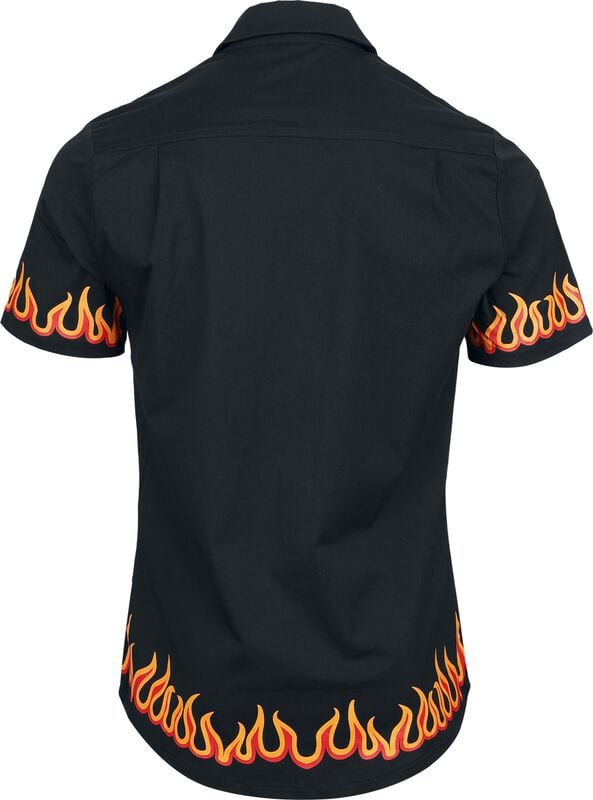 Gothicana By Emp "In Flames - Button-up Shirt" Short-sleeved Shirt Black By Jawbreaker