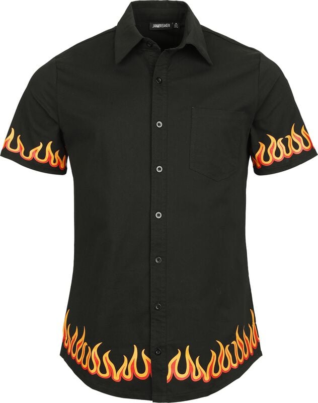 gothicana by emp "In flames - Button-up Shirt" Short-sleeved Shirt black by Jawbreaker