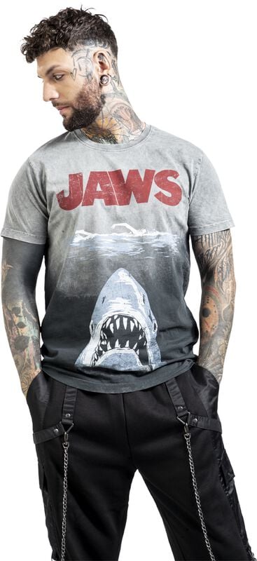 Gothicana By Emp "Jaws - Blue Shark" T-Shirt Black By Jaws