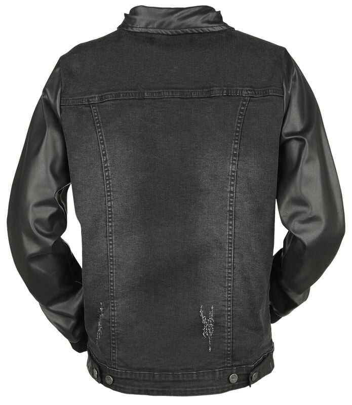 Gothicana By Emp "Jeans Jacket With Faux Leather Details" Jeans Jacket Black By Black Premium By EMP