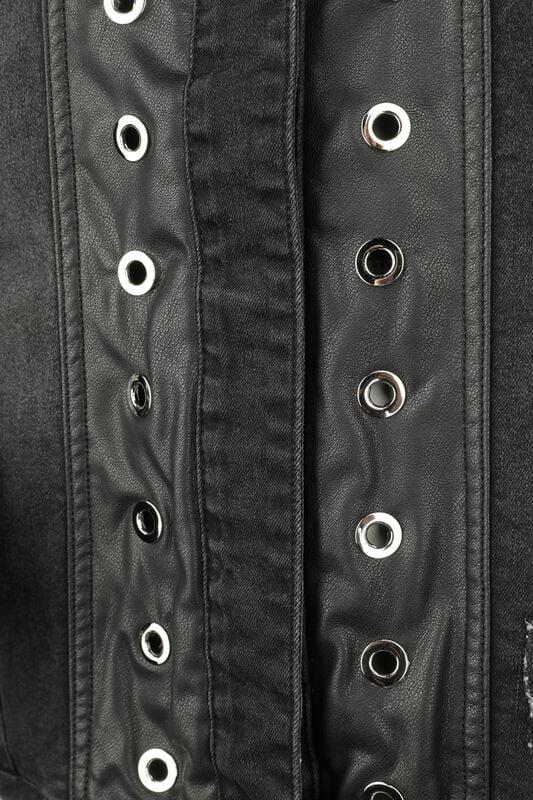 Gothicana By Emp "Jeans Jacket With Faux Leather Details" Jeans Jacket Black By Black Premium By EMP