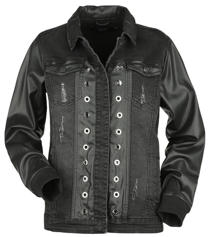 gothicana by emp "Jeans Jacket With Faux Leather Details" Jeans Jacket black by Black Premium by EMP