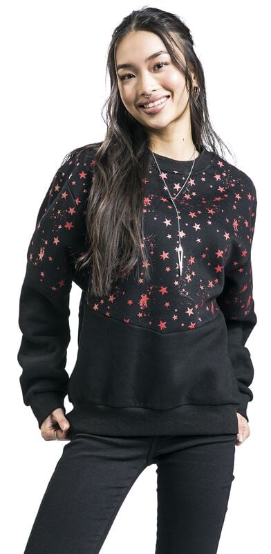 Gothicana By Emp "Jumper With Stars" Sweatshirt Black By RED By EMP