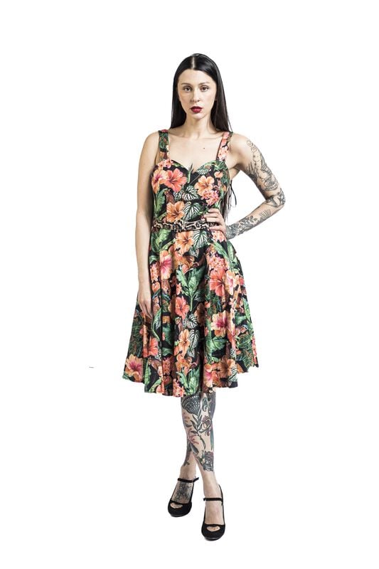 Gothicana By Emp "Jungke Print Flare Dress" Midi Dress Multicolour By Voodoo Vixen