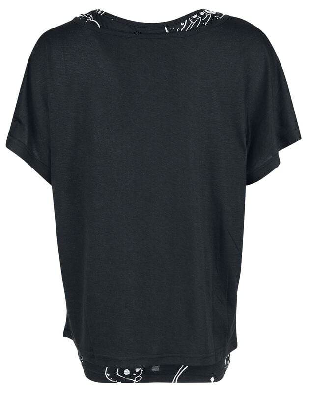 Gothicana By Emp "Kitty Spellbook Top" T-Shirt Black-white By Heartless