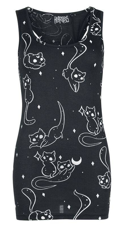 Gothicana By Emp "Kitty Spellbook Top" T-Shirt Black-white By Heartless