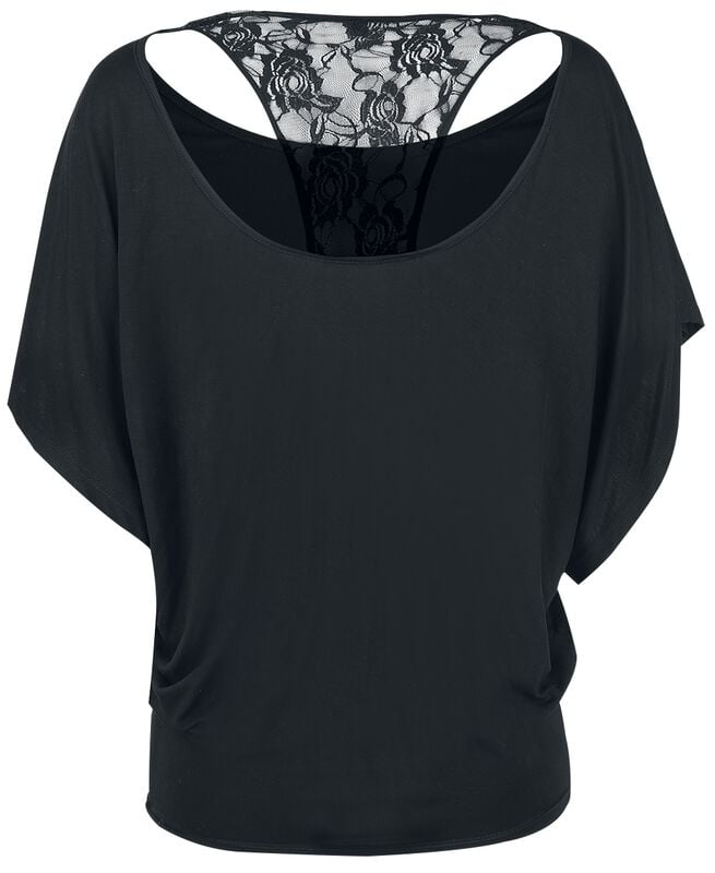 Gothicana By Emp "Lace Back Bat Wings" T-Shirt Black By Gothicana By EMP