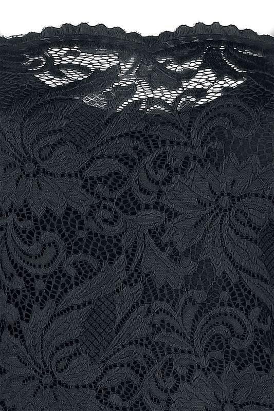 Gothicana By Emp "Lace Cold Shoulder Shirt" T-Shirt Black By Black Premium By EMP