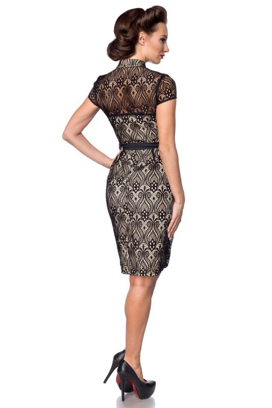 Gothicana By Emp "Lace Dress" Midi Dress Black-beige By Belsira