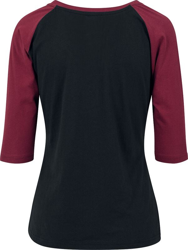 Gothicana By Emp "Ladies 3/4 Contrast Raglan Tee" Long-sleeve Shirt Black-burgundy By Urban Classics