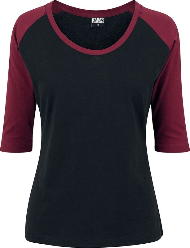 gothicana by emp "Ladies 3/4 Contrast Raglan Tee" Long-sleeve Shirt black-burgundy by Urban Classics