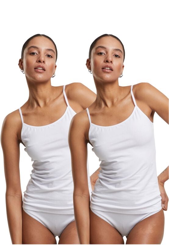 Gothicana By Emp "Ladies' Basic Cotton Vest (2-pack)" Top White By Urban Classics
