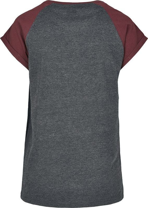 Gothicana By Emp "Ladies Contrast Raglan Tee" T-Shirt Grey/wine Red By Urban Classics