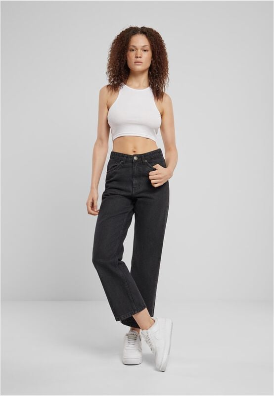 Gothicana By Emp "Ladies Cropped Straight Leg Denim Trousers" Jeans Black By Urban Classics