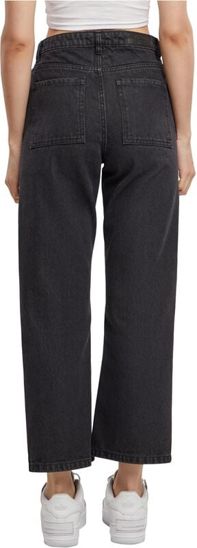Gothicana By Emp "Ladies Cropped Straight Leg Denim Trousers" Jeans Black By Urban Classics