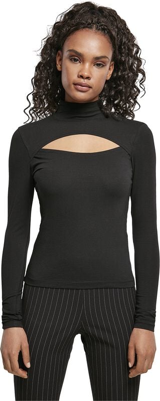 Gothicana By Emp "Ladies Cut-Out Turtleneck Longsleeve" Long-sleeve Shirt Black By Urban Classics