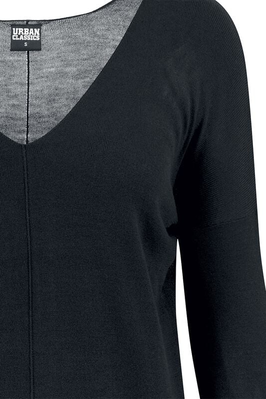 Gothicana By Emp "Ladies Fine Knit Oversize V-Neck Sweater" Sweatshirt Black By Urban Classics