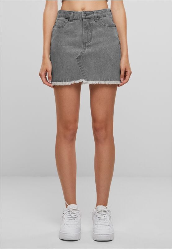 Gothicana By Emp "Ladies Heavy Mini Denim Skirt" Mini Skirt Grey By Urban Classics