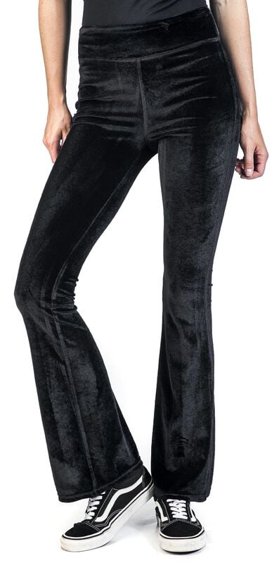 Gothicana By Emp "Ladies High-Waist Velvet Boot-Cut Leggings" Leggings Black By Urban Classics