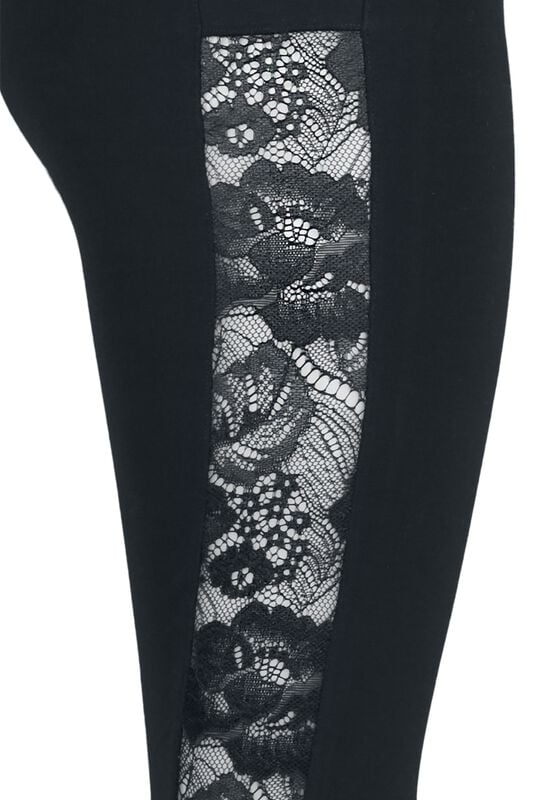 Gothicana By Emp "Ladies Lace Striped Leggings" Leggings Black By Urban Classics