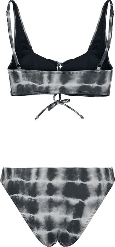 Gothicana By Emp "Ladies Lace Up Tie Dye Bikini" Bikini Set Black-white By Urban Classics