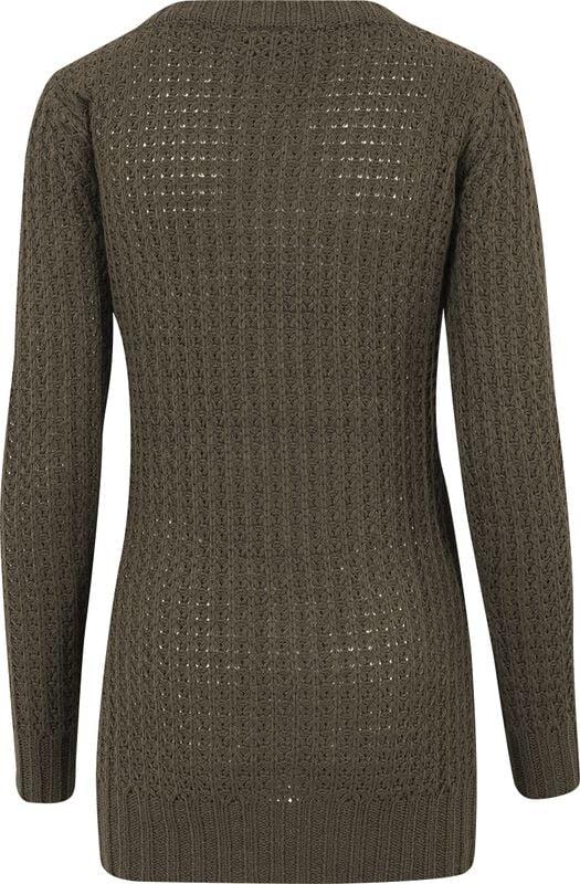 Gothicana By Emp "Ladies Long Wideneck Sweater" Knit Jumper Olive By Urban Classics