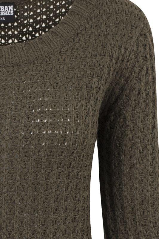 Gothicana By Emp "Ladies Long Wideneck Sweater" Knit Jumper Olive By Urban Classics