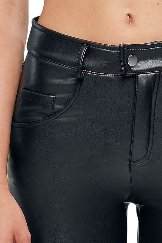 Gothicana By Emp "Ladies’ Mid-waist Faux-leather Trousers" Imitation Leather Trousers Black By Urban Classics