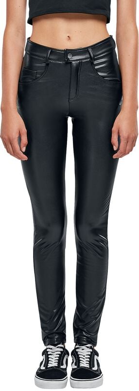 gothicana by emp "Ladies’ mid-waist faux-leather trousers" Imitation Leather Trousers black by Urban Classics