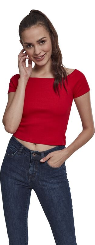Gothicana By Emp "Ladies Off Shoulder Rib Tee" T-Shirt Red By Urban Classics
