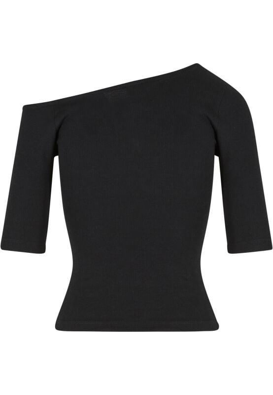 Gothicana By Emp "Ladies Organic Asymmetric Rib T-shirt" Long-sleeve Shirt Black By Urban Classics
