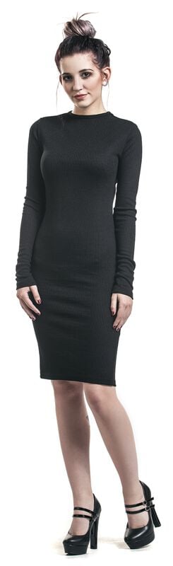 Gothicana By Emp "Ladies Rib Dress" Mini Dress Black By Urban Classics
