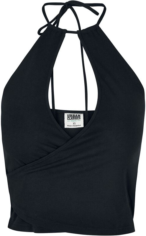 gothicana by emp "Ladies’ short wrap halterneck top" Top black by Urban Classics