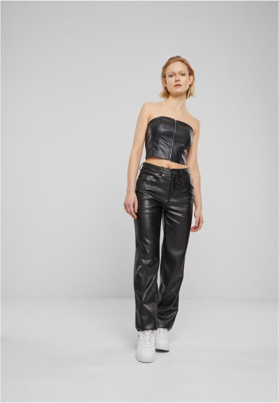 Gothicana By Emp "Ladies Synthetic Leather Bandeau Top" Top Black By Urban Classics