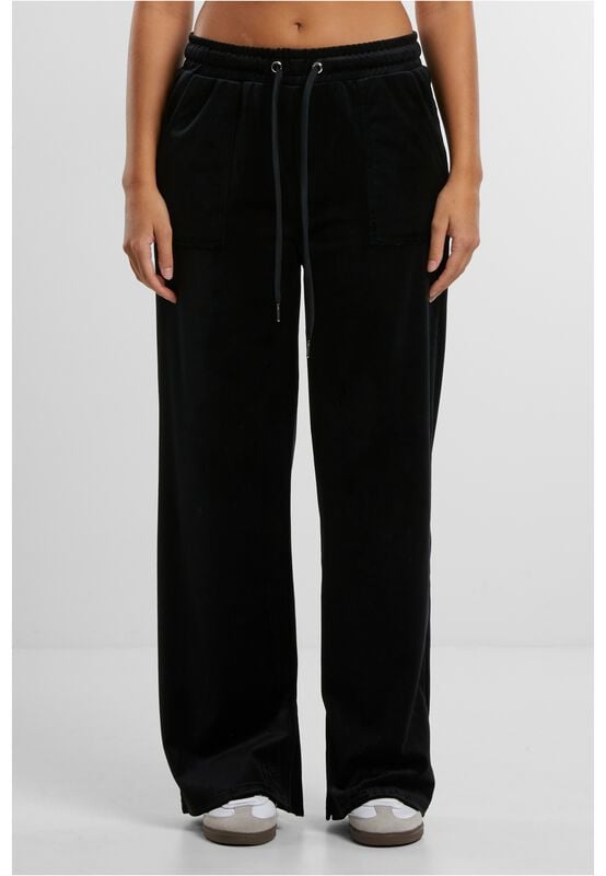 Gothicana By Emp "Ladies Velvet Joggers" Tracksuit Trousers Black By Urban Classics