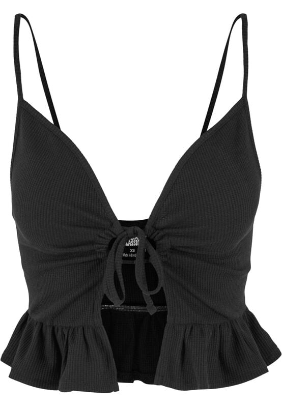 gothicana by emp "Ladies Waffle Pique Ruffle Top" Top black by Urban Classics