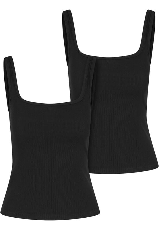 gothicana by emp "Ladies' Wide Neck Rib Top (2-pack)" Top black by Urban Classics