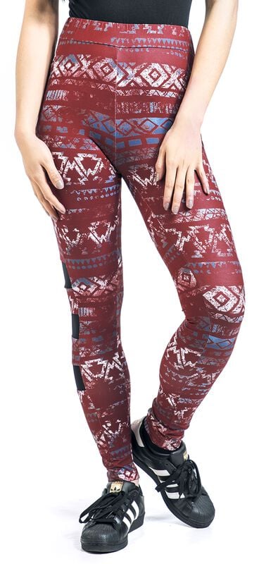 Gothicana By Emp "Leggings With Aztec Print" Leggings Red By RED By EMP