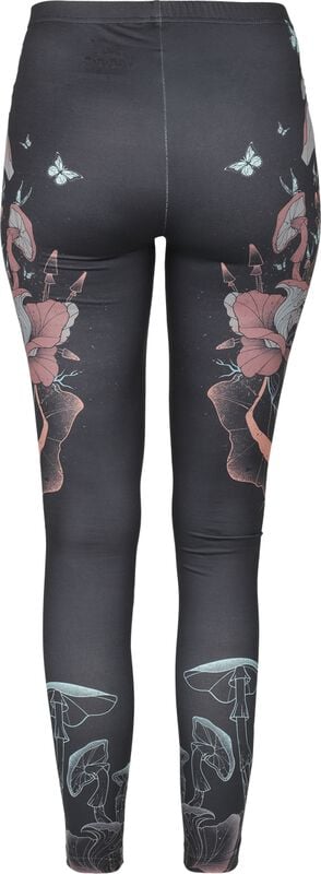 Gothicana By Emp "Leggings With Skull And Mushroom Print" Leggings Black By Full Volume By EMP