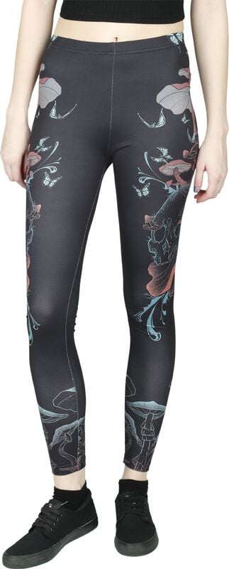 Gothicana By Emp "Leggings With Skull And Mushroom Print" Leggings Black By Full Volume By EMP