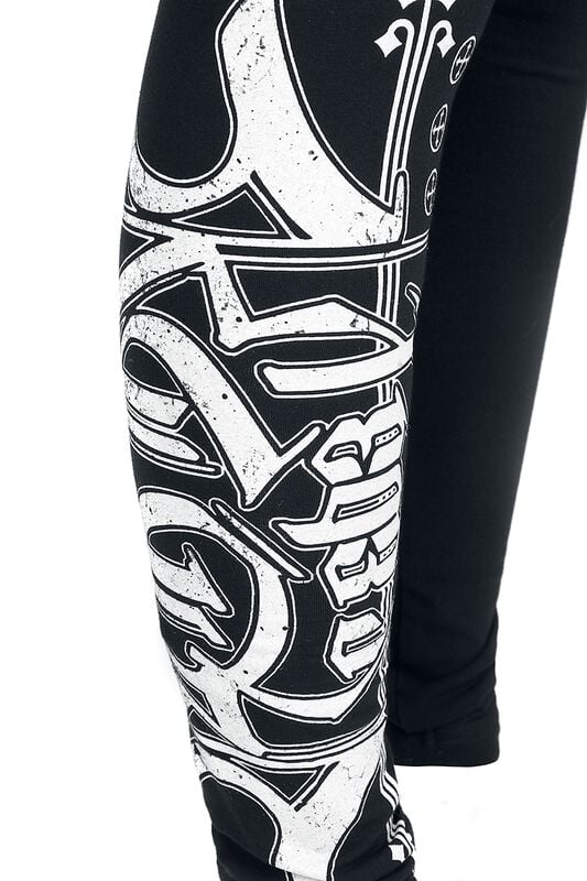 Gothicana By Emp "Leggings With Skull Print And Lacing" Leggings Black By Rock Rebel By EMP