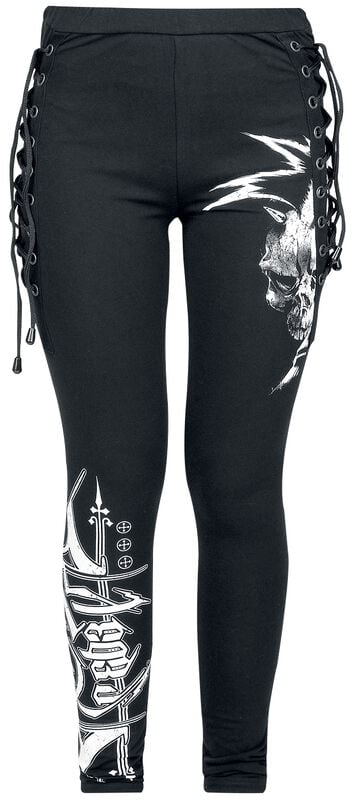 gothicana by emp "Leggings With Skull Print And Lacing" Leggings black by Rock Rebel by EMP