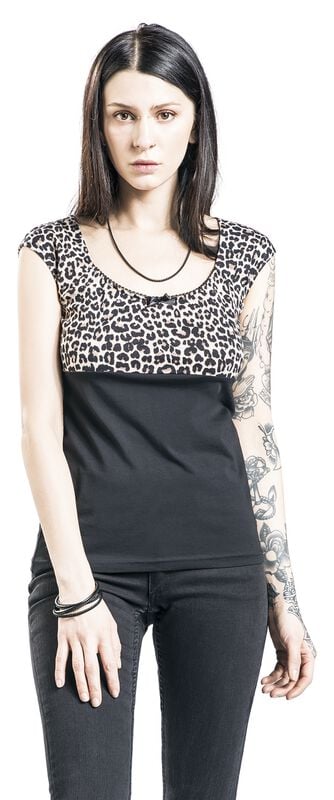 Gothicana By Emp "Leo Evie Shirt" T-Shirt Black-leopard By Pussy Deluxe