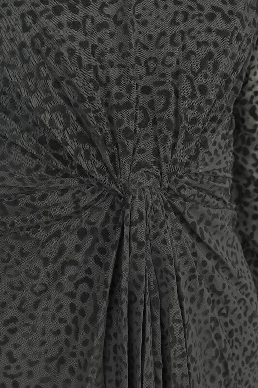 Gothicana By Emp "Leopard Velvet Flocking Knot Front Mini Dress" Mini Dress Black By QED London