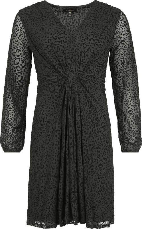 gothicana by emp "Leopard Velvet Flocking Knot Front Mini Dress" Mini Dress black by QED London
