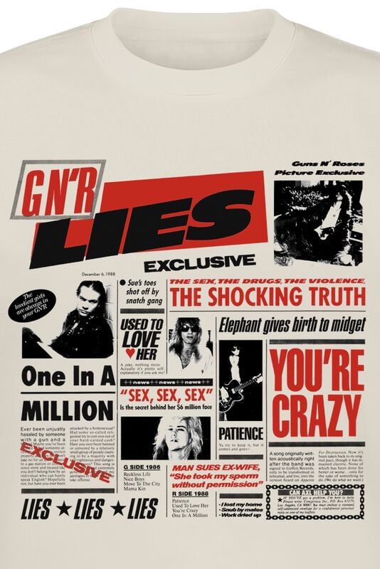 Gothicana By Emp "Lies" T-Shirt Natural By Guns N' Roses