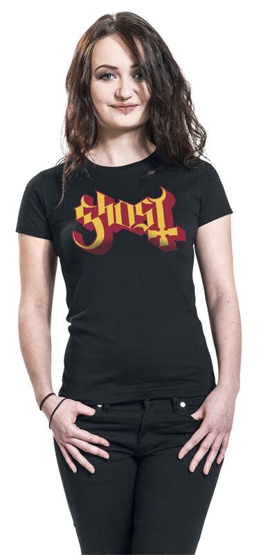 Gothicana By Emp "Logo Gold And Red" T-Shirt Black By Ghost