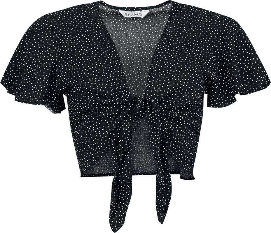 gothicana by emp "Lola Crop Top" Blouse black-white by Banned Retro